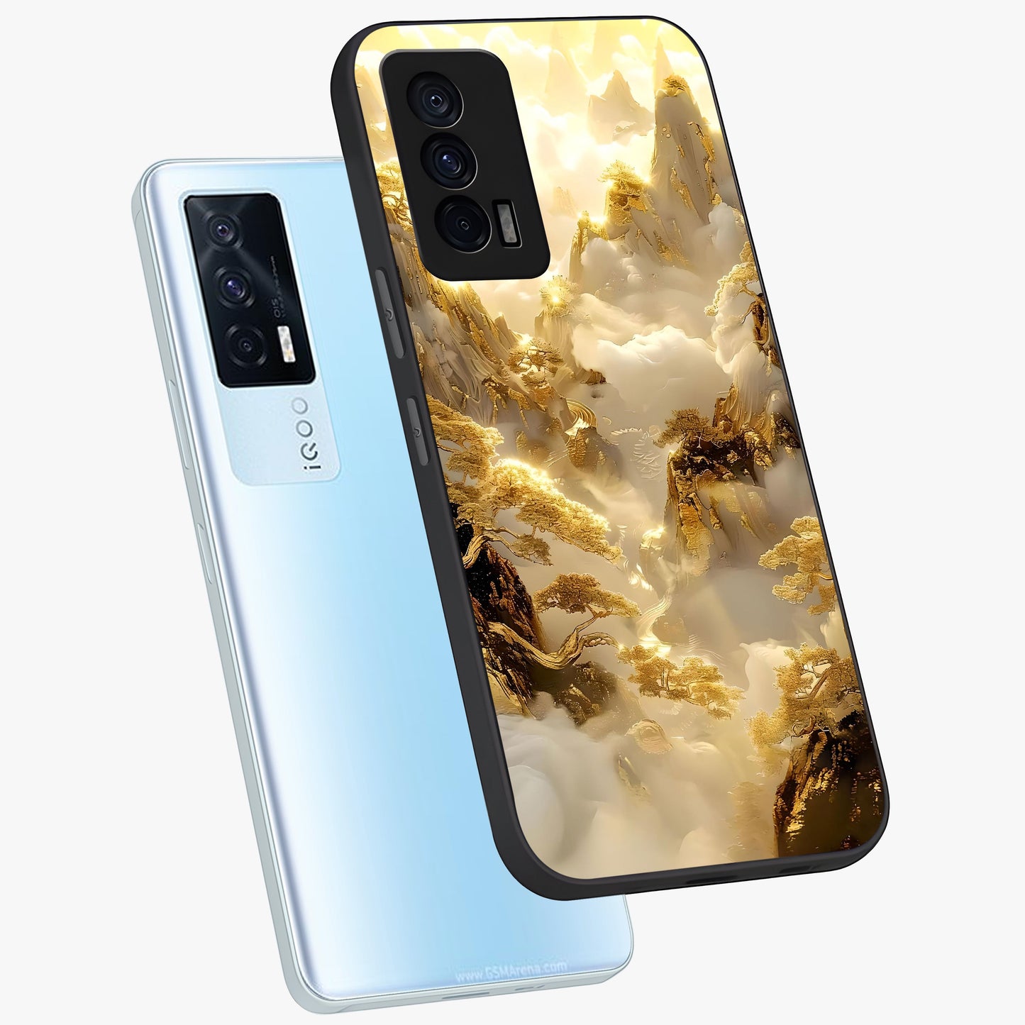 Gates Of Illumination Glass Case displayed in angled mockup highlighting radiant portal inspired design with fantasy aesthetic.