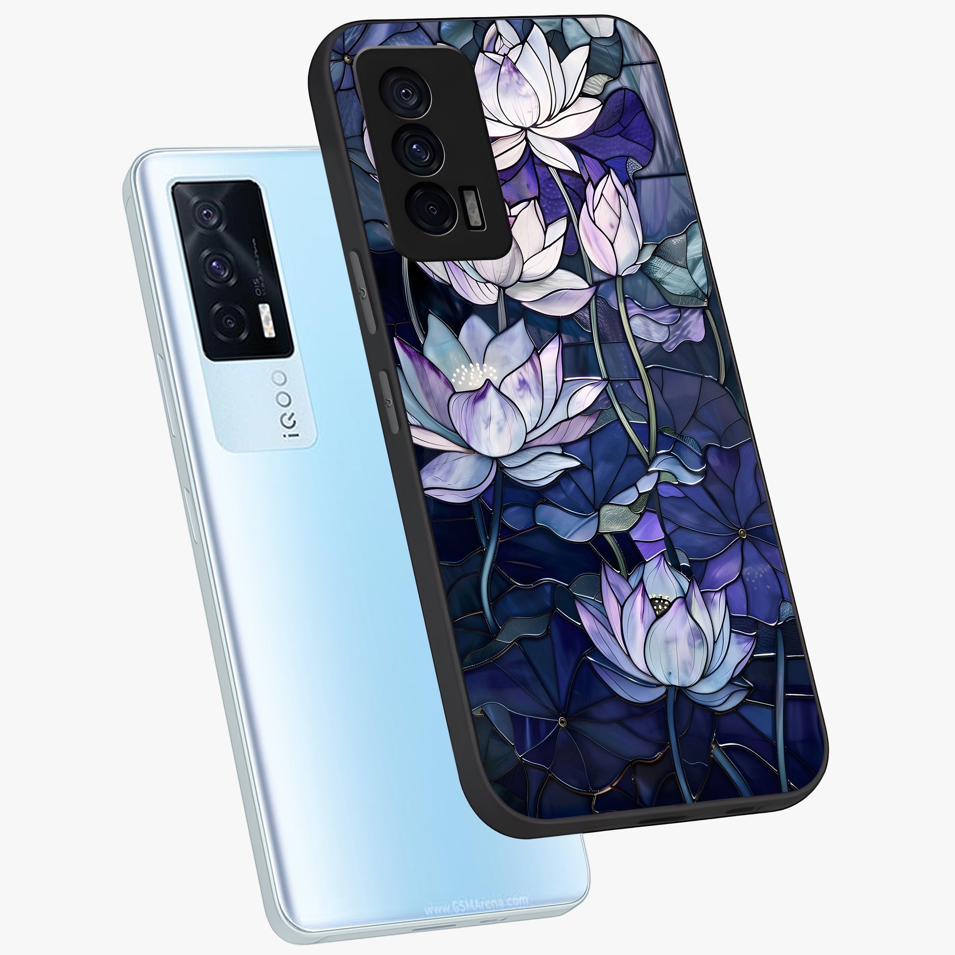 Gloss Petal Rush Glass Case displayed in angled mockup highlighting vibrant petal design with elegant floral aesthetic.