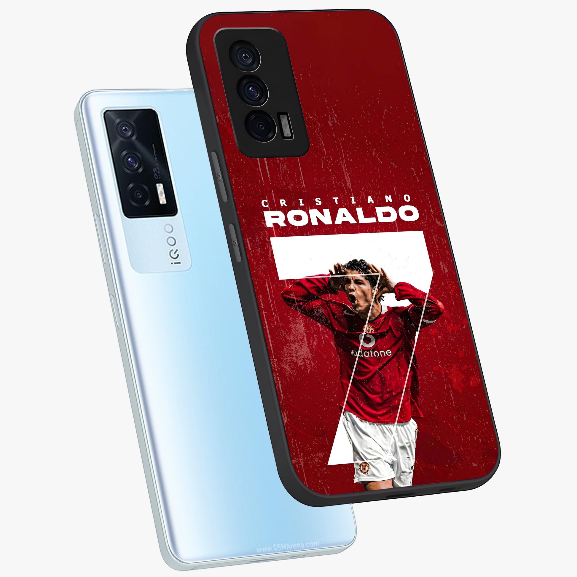 Goal Celebration Legacy Glass Case displayed in angled mockup highlighting energetic sports celebration design with bold athletic theme.