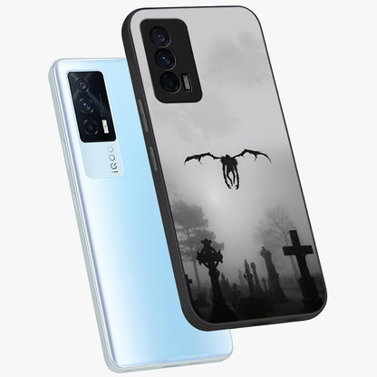 Graveyard Shadow Descent Glass Case displayed in angled mockup highlighting eerie shadow illustration with gothic aesthetic.