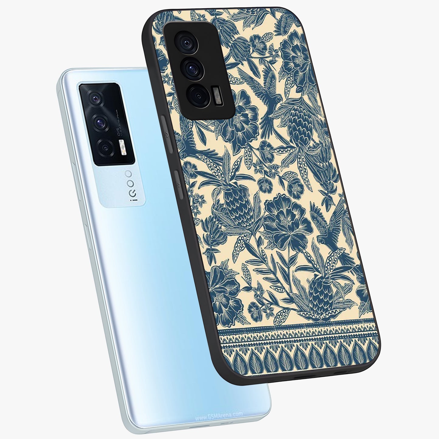 Heirloom Wild Bloom Glass Case displayed in angled mockup highlighting botanical bloom design with classic aesthetic style.