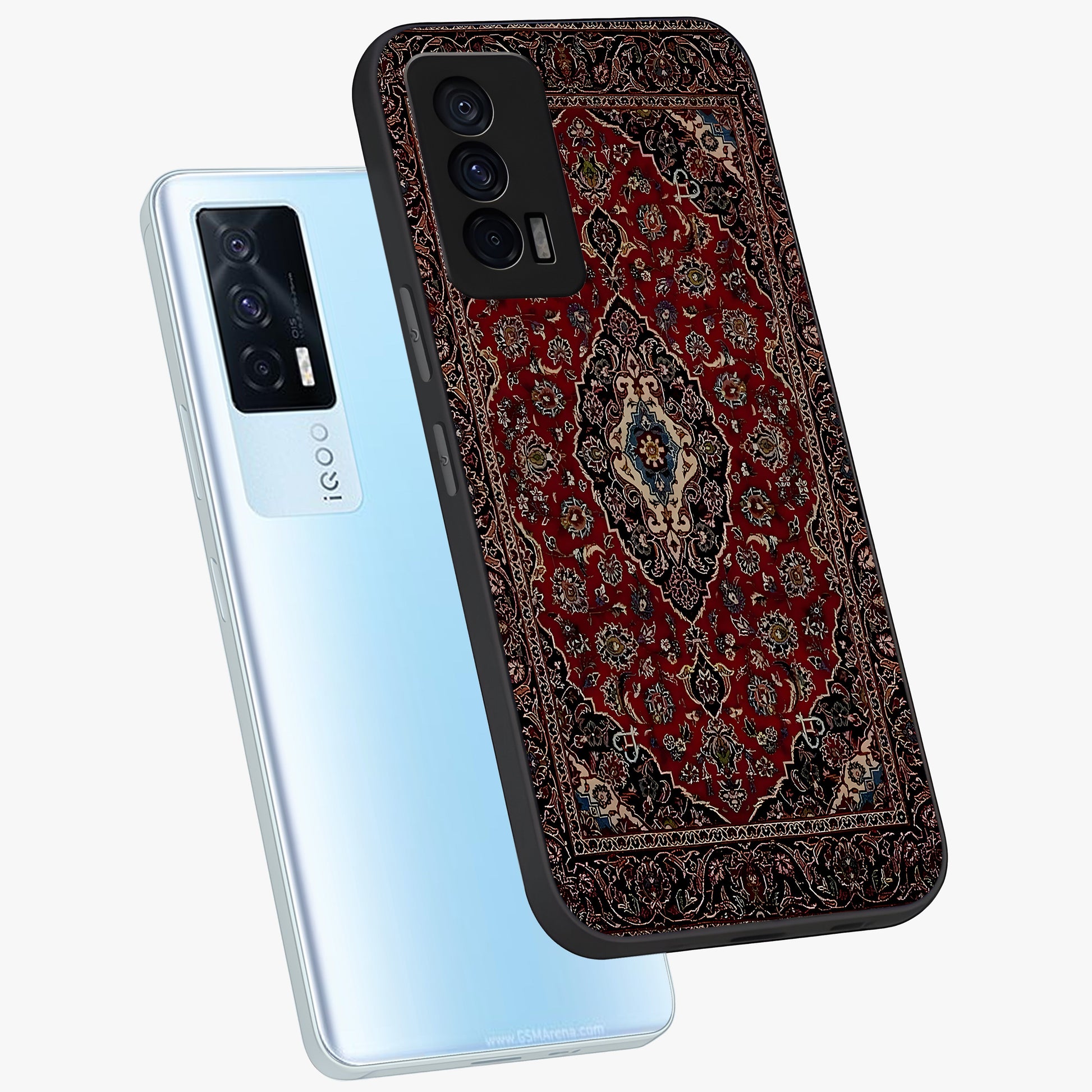Heritage Carpet Royale Glass Case displayed in angled mockup highlighting intricate royal carpet design with heritage aesthetic.