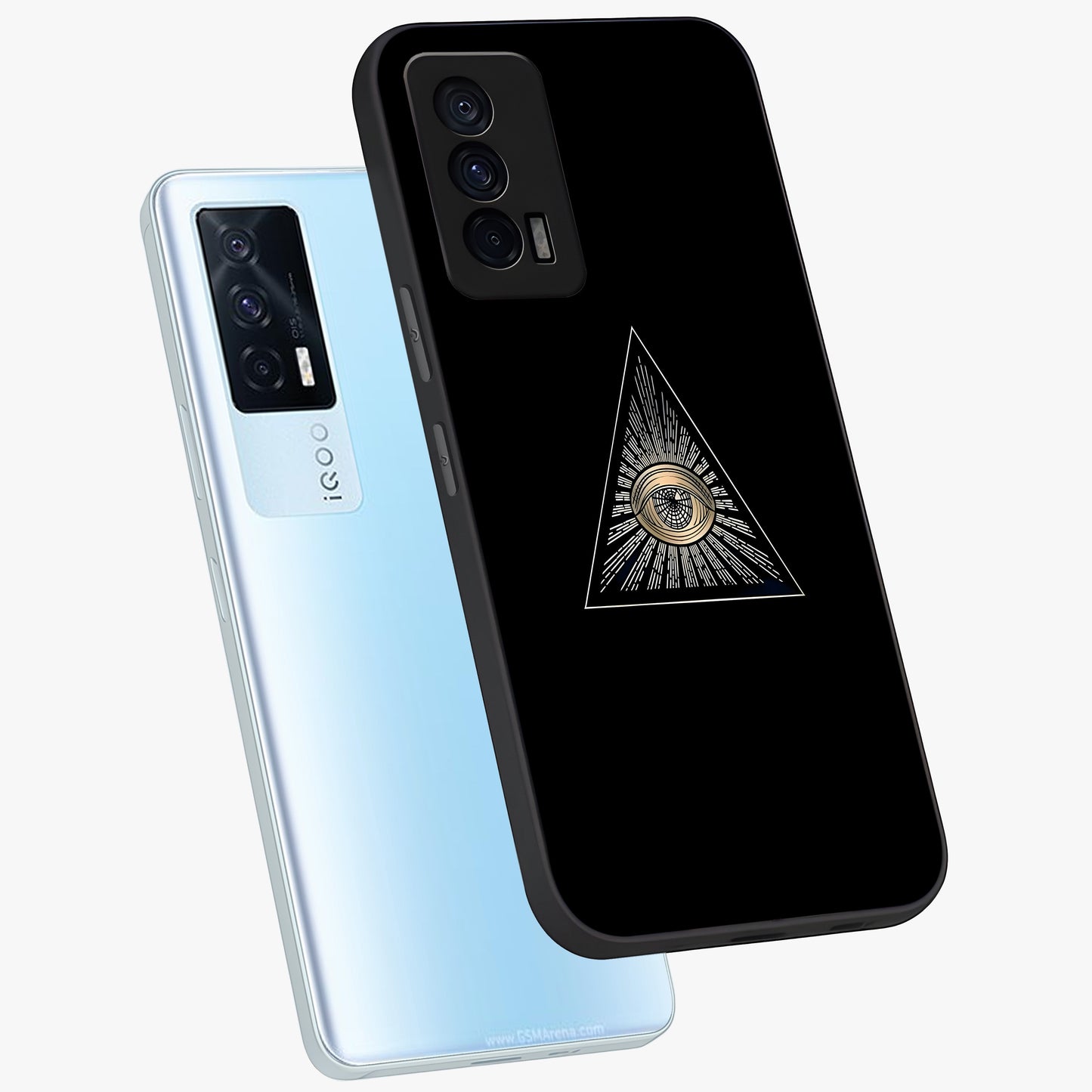 Illuminati Evil Glass Case displayed in angled mockup highlighting dark occult inspired design with bold aesthetic style.