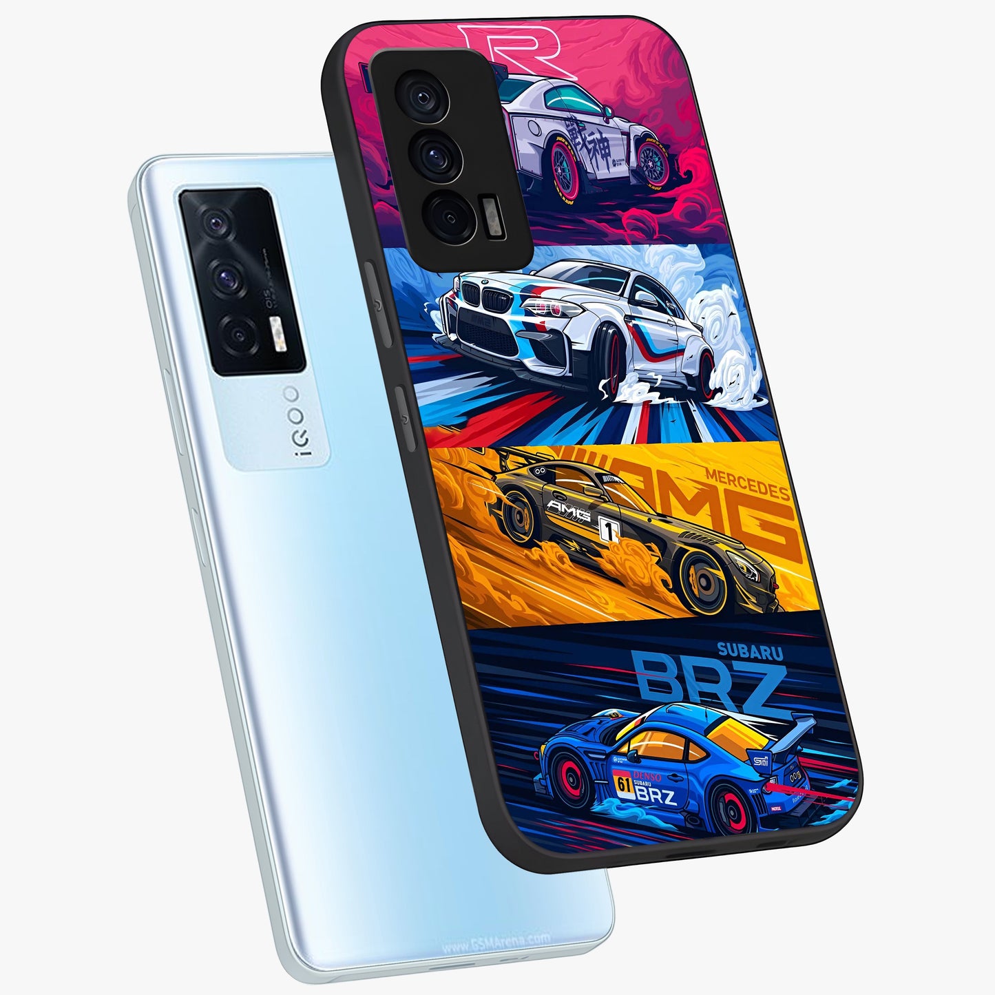 JDM Sports Car Glass Case displayed in angled mockup highlighting sleek Japanese racing car design with automotive aesthetic.