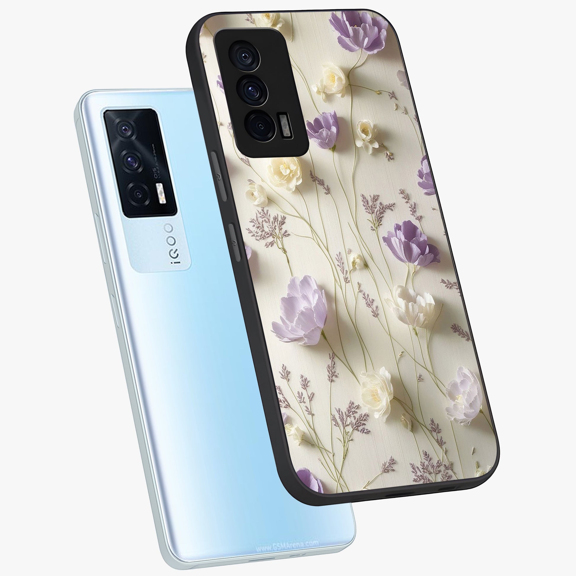 Lilac Breeze Harmony Glass Case displayed in angled mockup highlighting calm lilac breeze design with soothing aesthetic style.
