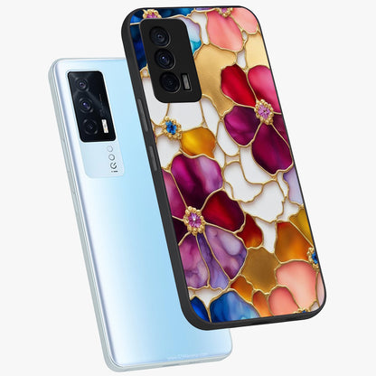 Marble Flower Pattern Glass Case displayed in angled mockup highlighting elegant marble floral design with modern aesthetic.