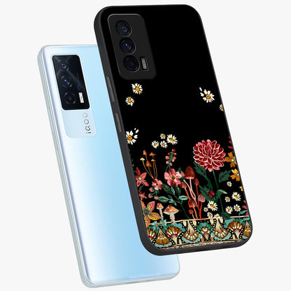 Midnight Bloom Pattern Glass Case displayed in angled mockup highlighting elegant flower design with midnight aesthetic style.