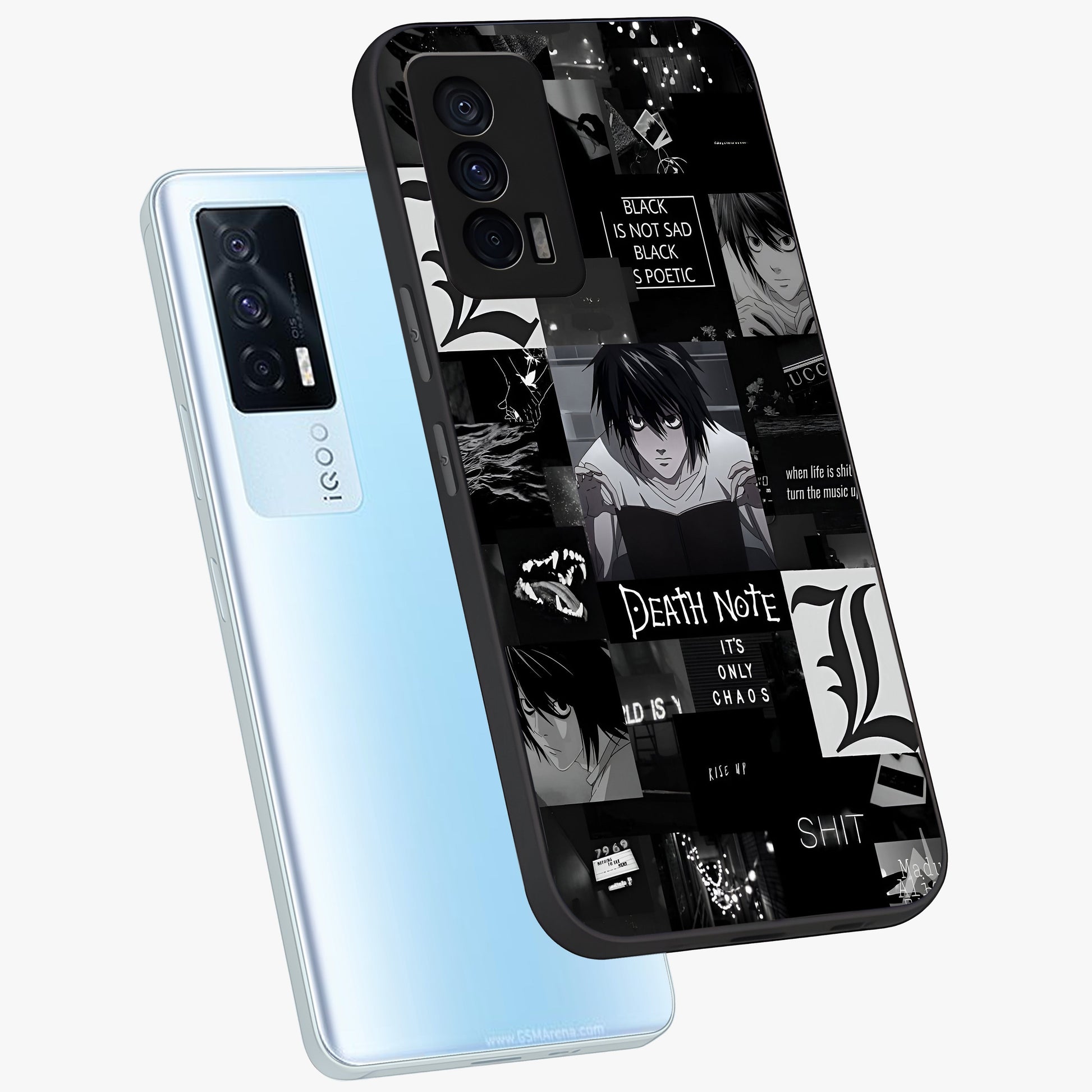 Midnight Chaos Mind Glass Case displayed in angled mockup highlighting chaotic artistic design with dramatic midnight aesthetic.