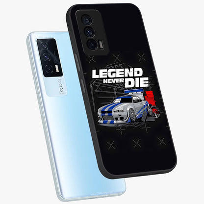 Midnight Racing Legacy Glass Case displayed in angled mockup highlighting dynamic automotive design with bold midnight aesthetic.
