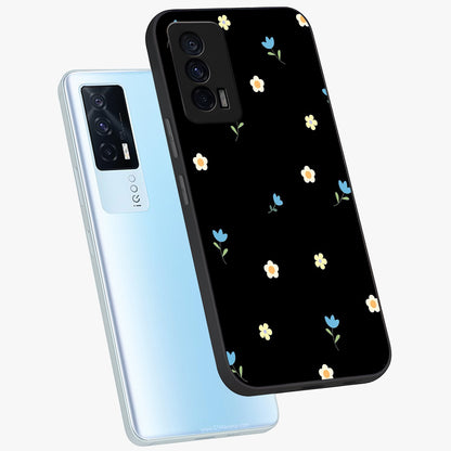 Minimal Petal Whispers Glass Case displayed in angled mockup highlighting delicate petal design with clean minimal aesthetic.