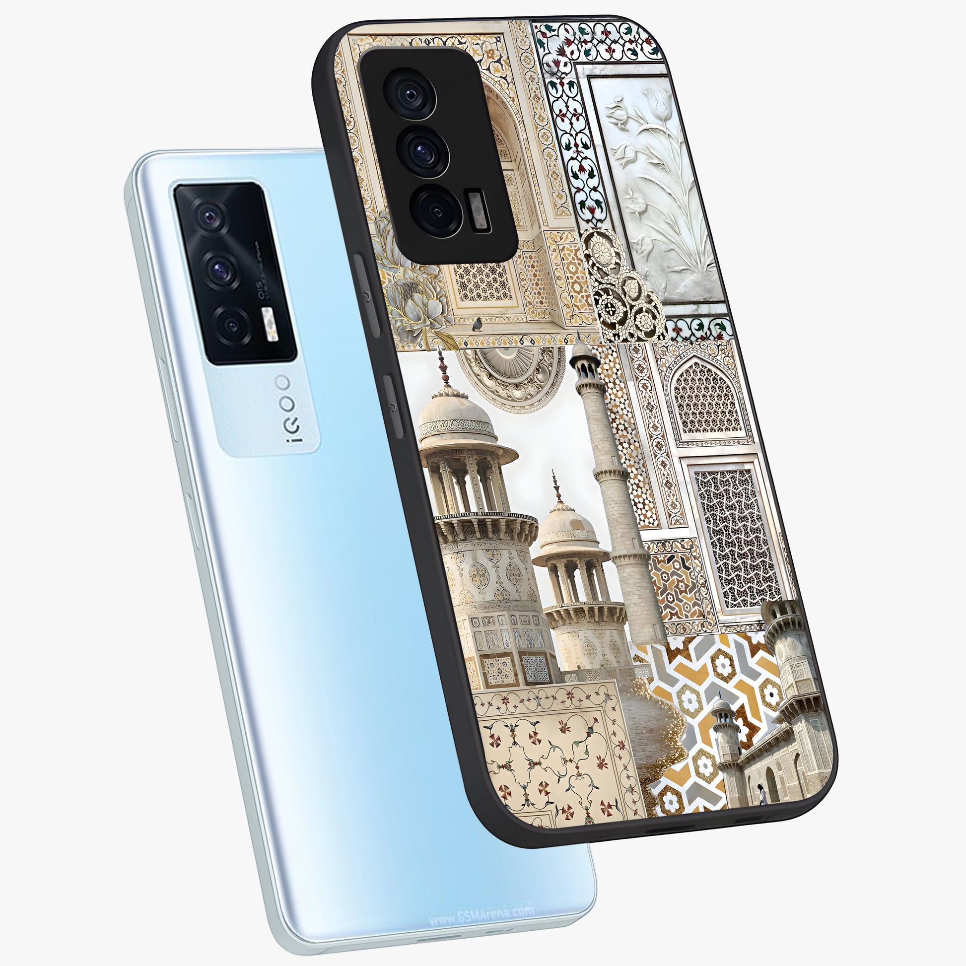 Mughal Marble Legacy Glass Case displayed in angled mockup highlighting elegant heritage marble artwork with royal aesthetic.