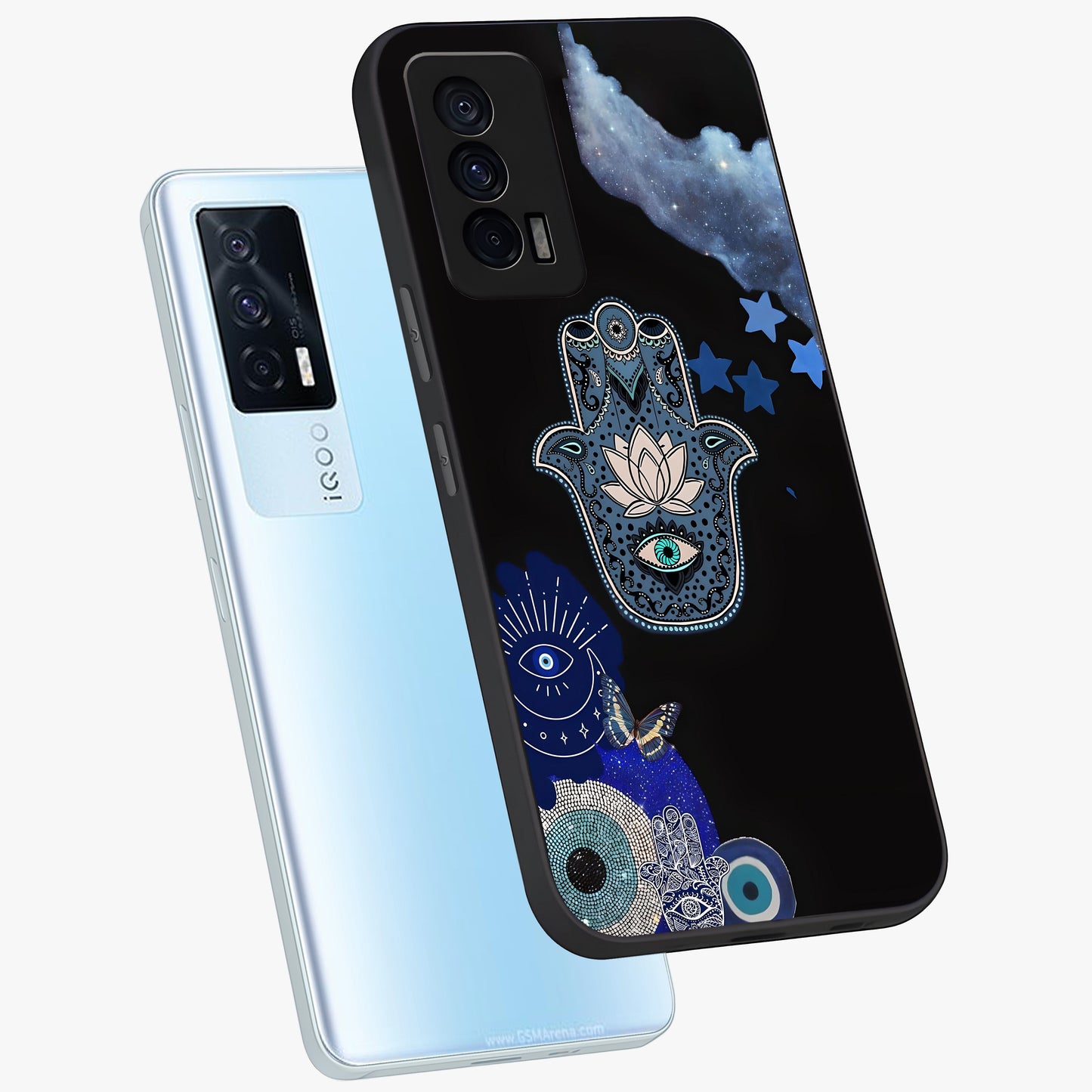 Mystic Hand Aura Glass Case displayed in angled mockup highlighting magical aura design with spiritual aesthetic style.