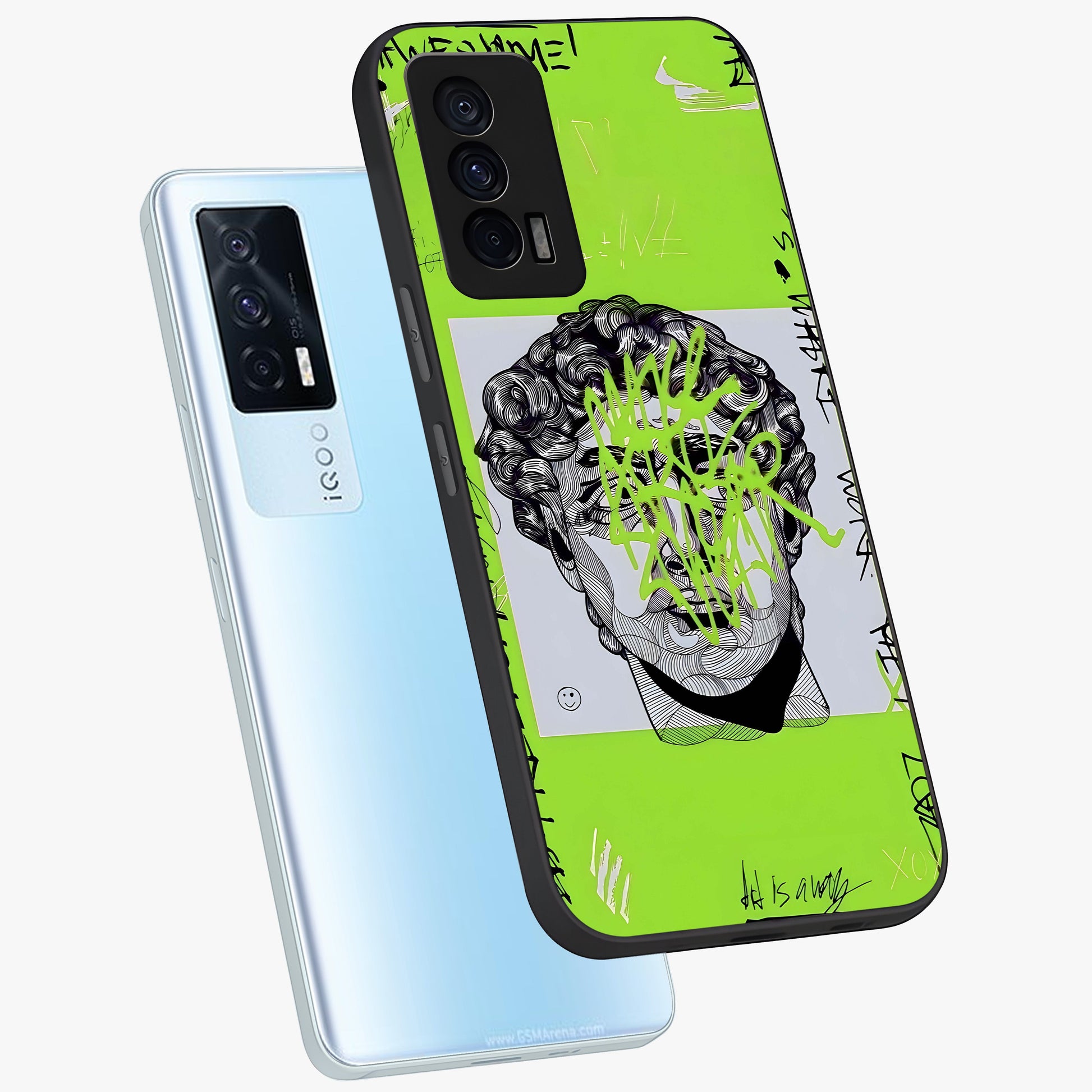 Neo Graffiti Rebellion Glass Case displayed in angled mockup highlighting urban street art design with rebellious aesthetic.