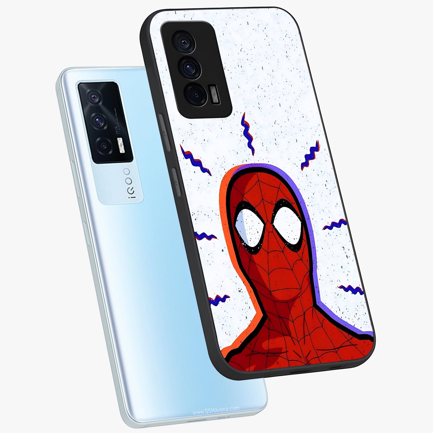 Omg Spiderman Glass Case displayed in angled mockup highlighting dynamic hero illustration with action comic aesthetic.