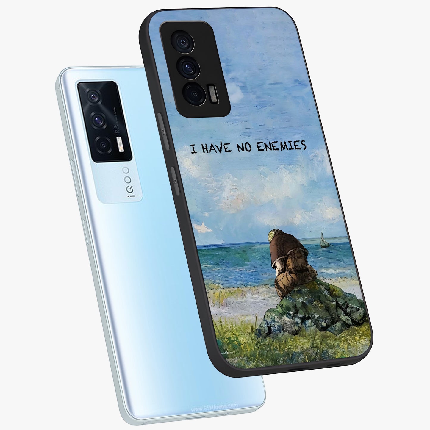 Peace Beyond War Glass Case displayed in angled mockup highlighting meaningful message design with artistic aesthetic style.