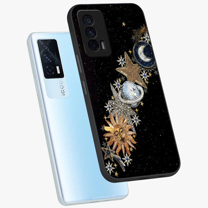 Pearls Universe Object Glass Case displayed in angled mockup highlighting celestial pearl design with dreamy aesthetic.