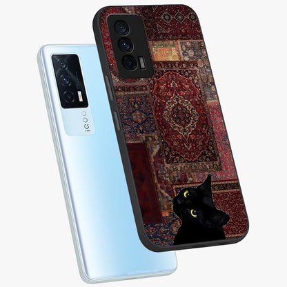 Regal Magic Cat Apple Glass Case displayed in angled mockup highlighting whimsical feline design with fantasy aesthetic.