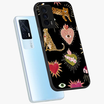 Sacred Jungle Heart Glass Case displayed in angled mockup highlighting lush tropical design with natural aesthetic style.