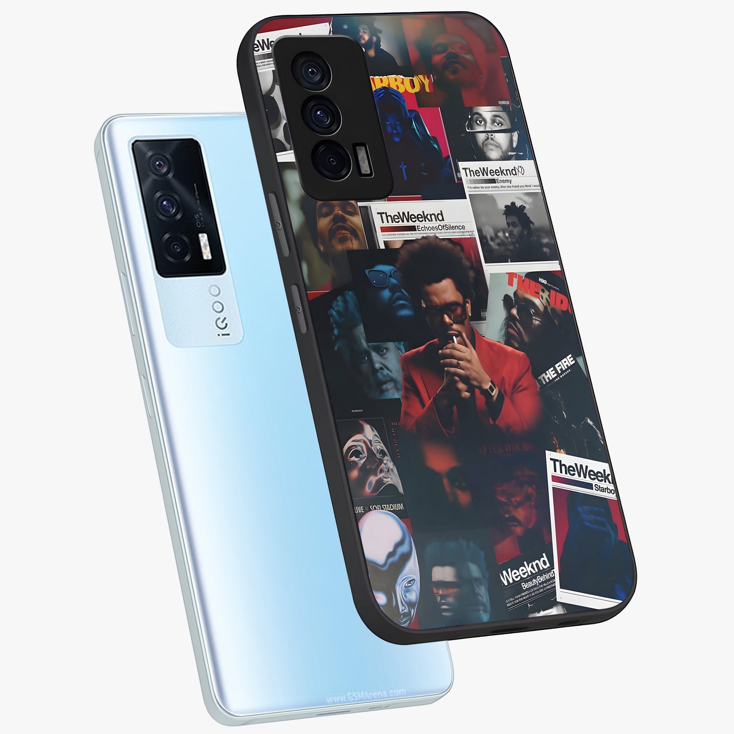 The Weeknd Glass Case displayed in angled mockup highlighting stylish pop culture inspired design with modern aesthetic.