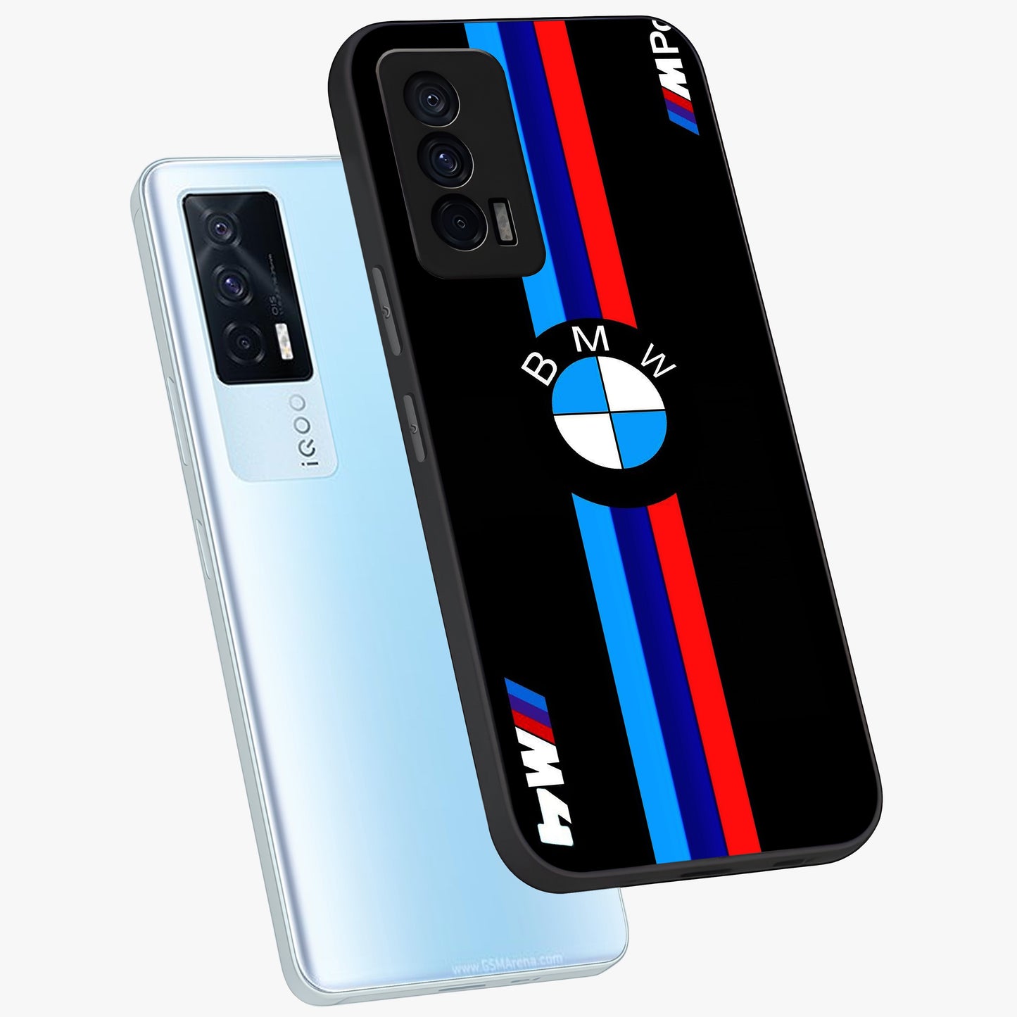 Turbo BMW Beast Glass Case displayed in angled mockup highlighting sleek racing car design with bold automotive aesthetic.