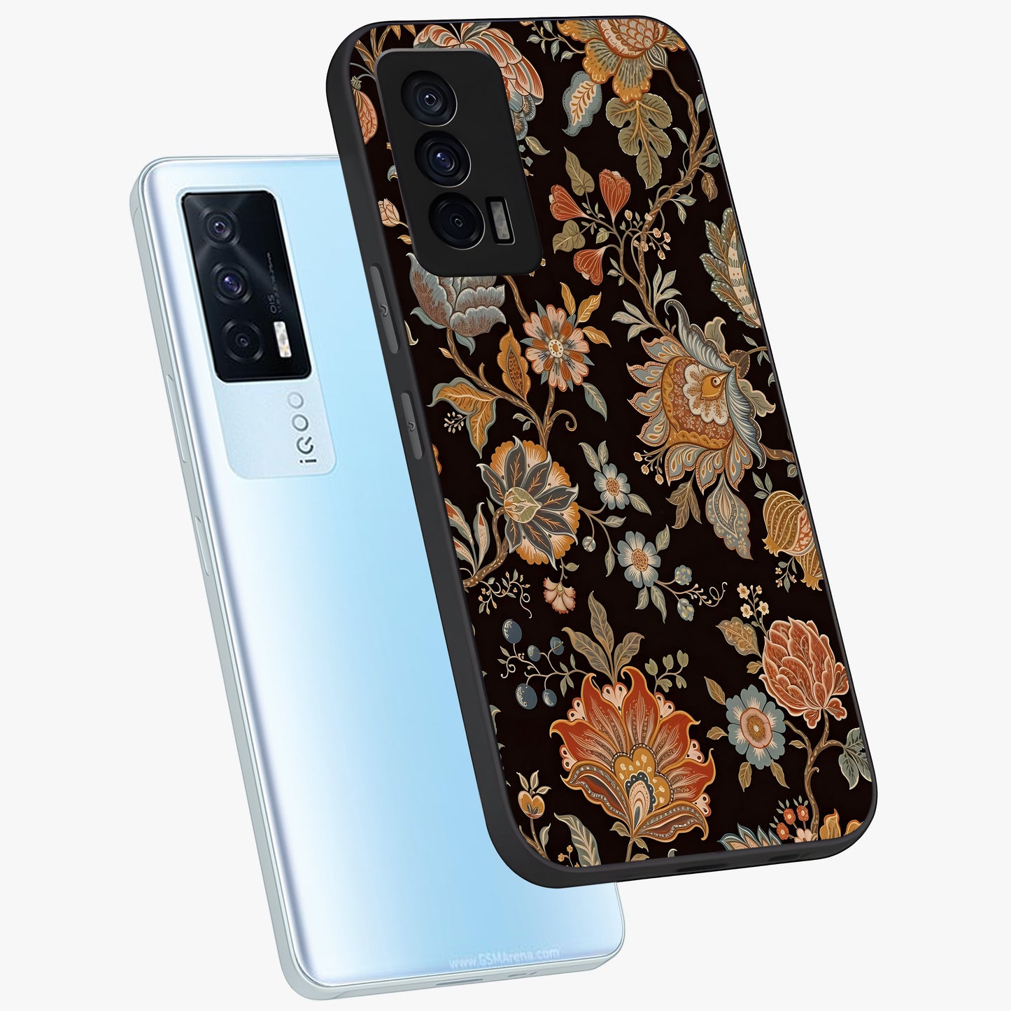Vintage Floral Dream Glass Case displayed in angled mockup highlighting elegant vintage flower design with soft aesthetic style.