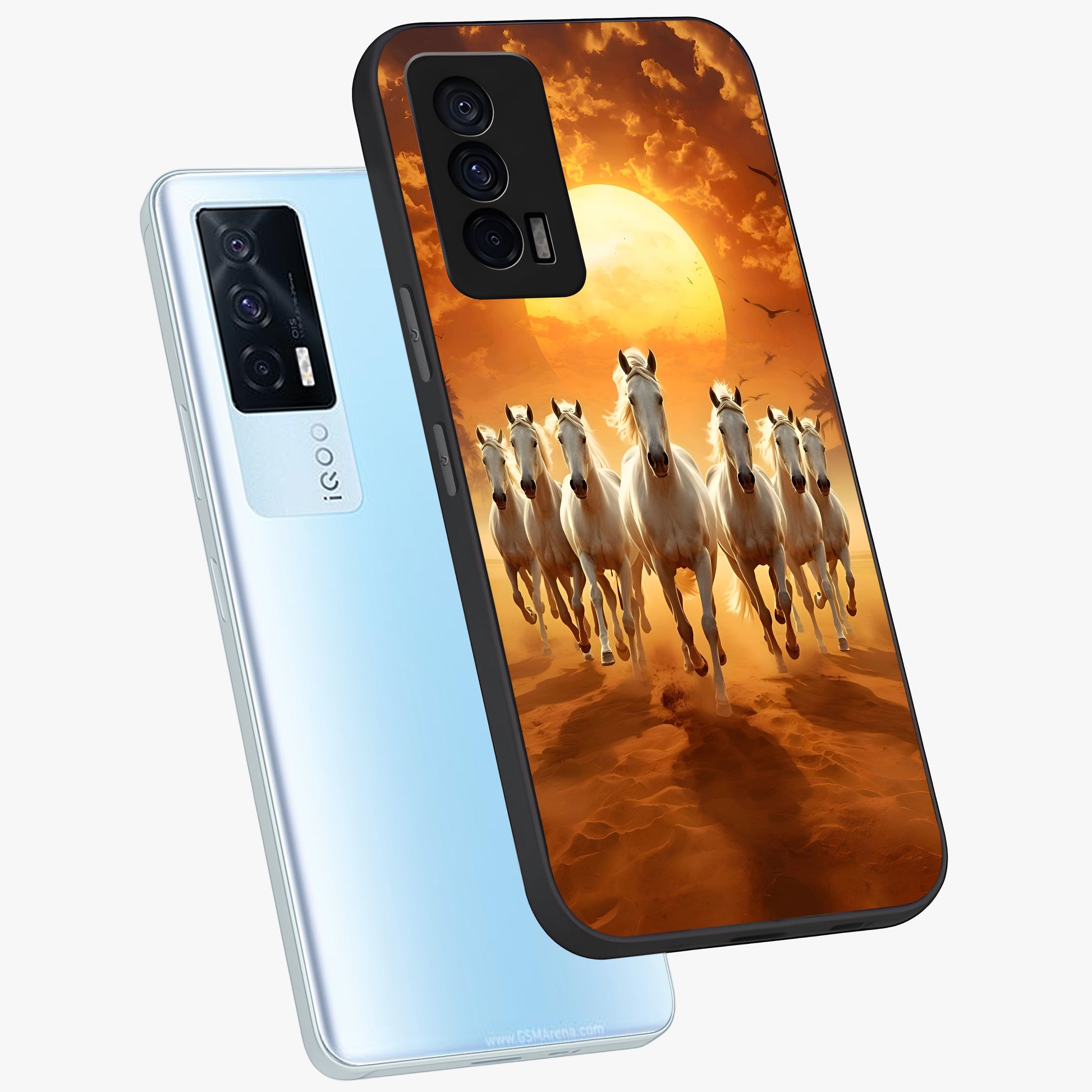 Wild Sunset Majesty Glass Case displayed in angled mockup highlighting vibrant sunset sky design with scenic aesthetic.
