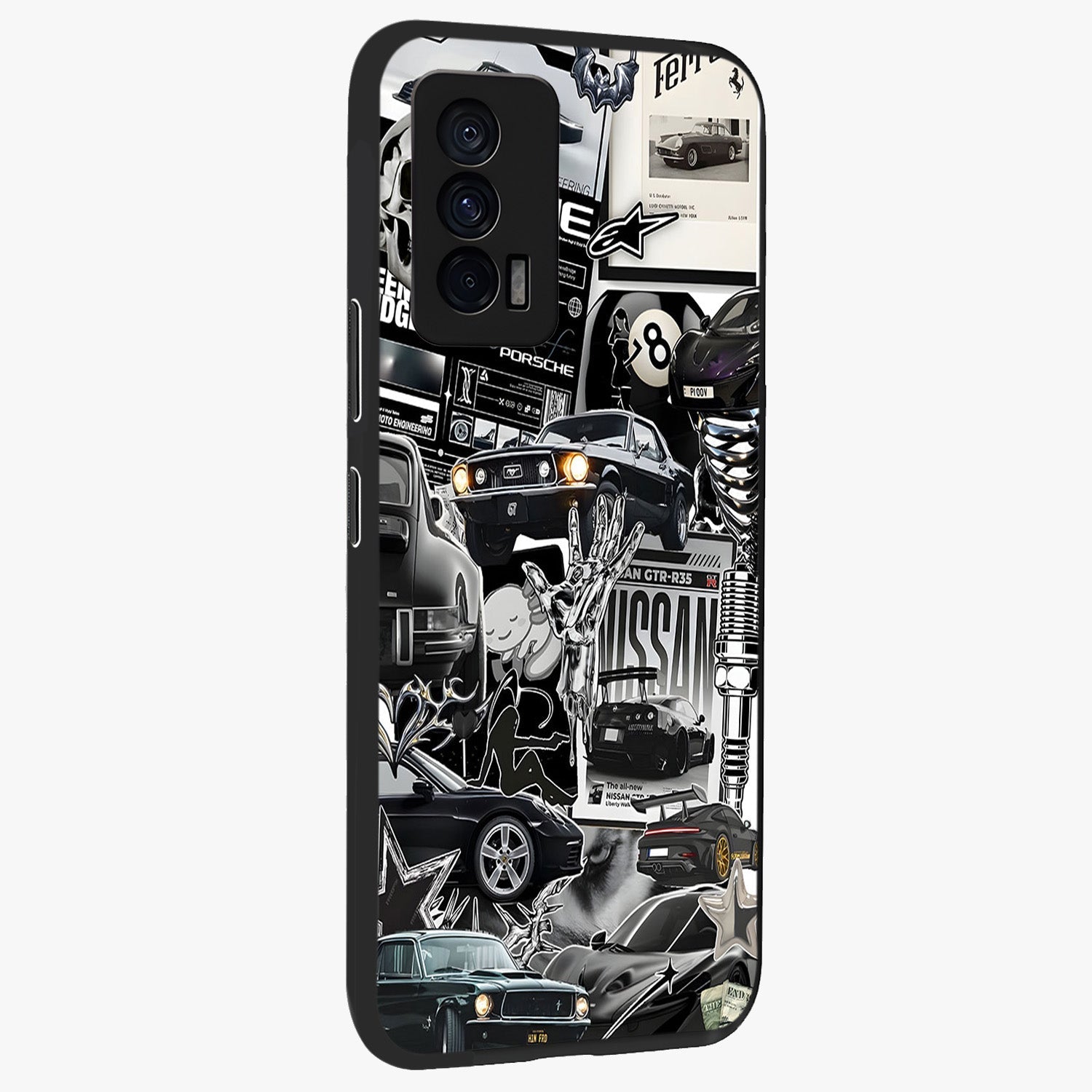 Aesthetic Dark Love Glass Case upright view showcasing dramatic romantic artwork with modern aesthetic style.