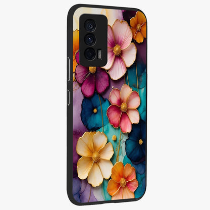 Artlyn Grace Flower Pattern Glass Case upright view showcasing graceful floral artwork with aesthetic botanical style.