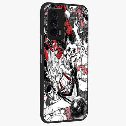 Crimson Chaos Panel Glass Case upright view showcasing intense crimson artwork with dramatic aesthetic style.