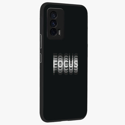 Focus Mode On Glass Case upright view showcasing strong typography statement with sleek motivational theme.