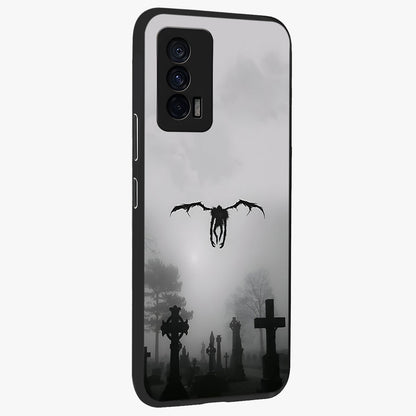 Graveyard Shadow Descent Glass Case upright view showcasing haunting graveyard artwork with dramatic dark theme.