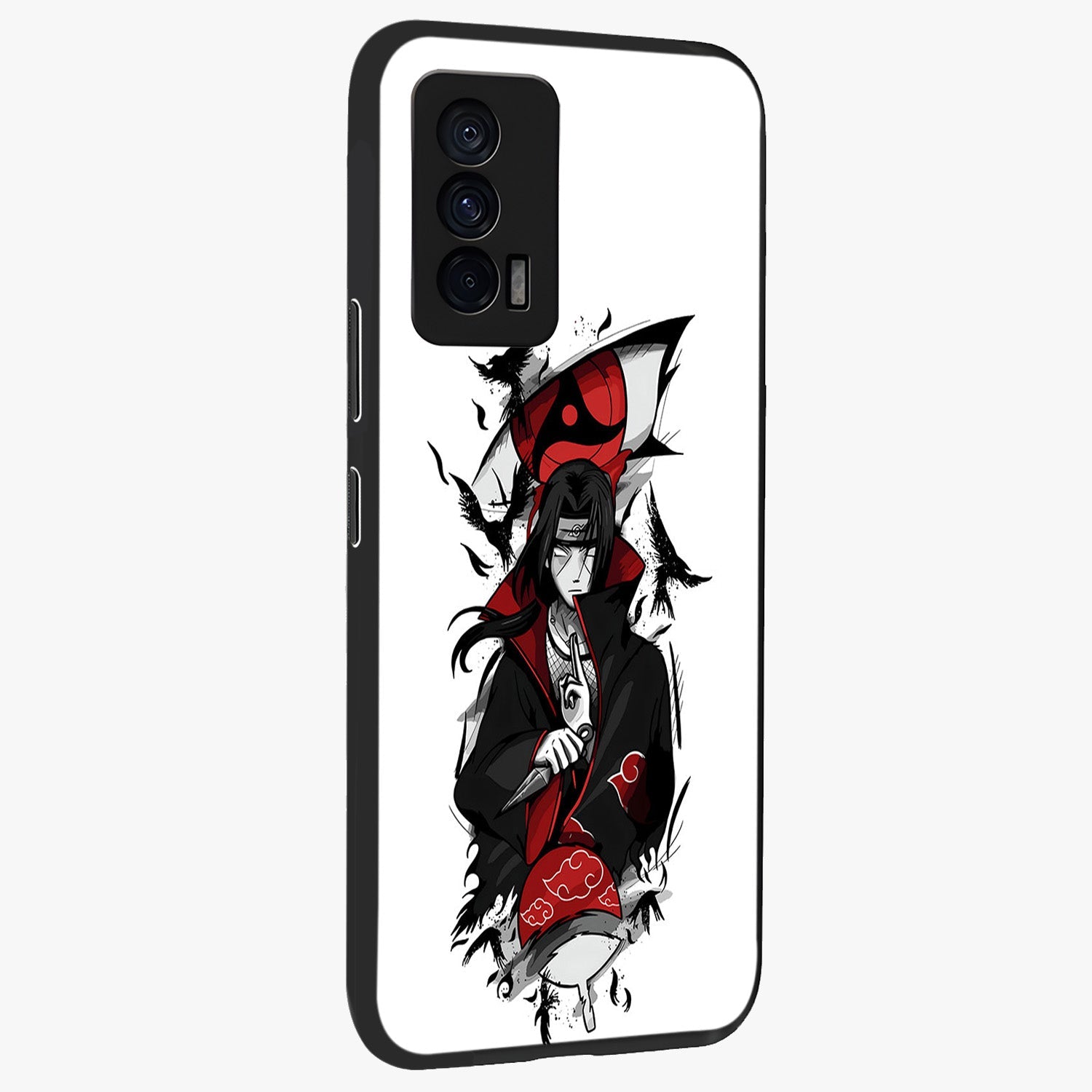Itachi Limited Edition Naruto Anime Glass Case upright view showcasing intense anime artwork with powerful character theme.