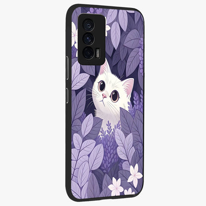 Lilac Hide Peek Cat Glass Case upright view showcasing charming cat artwork with adorable peek theme.