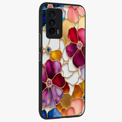 Marble Flower Pattern Glass Case upright view showcasing decorative marble flower artwork with refined style.