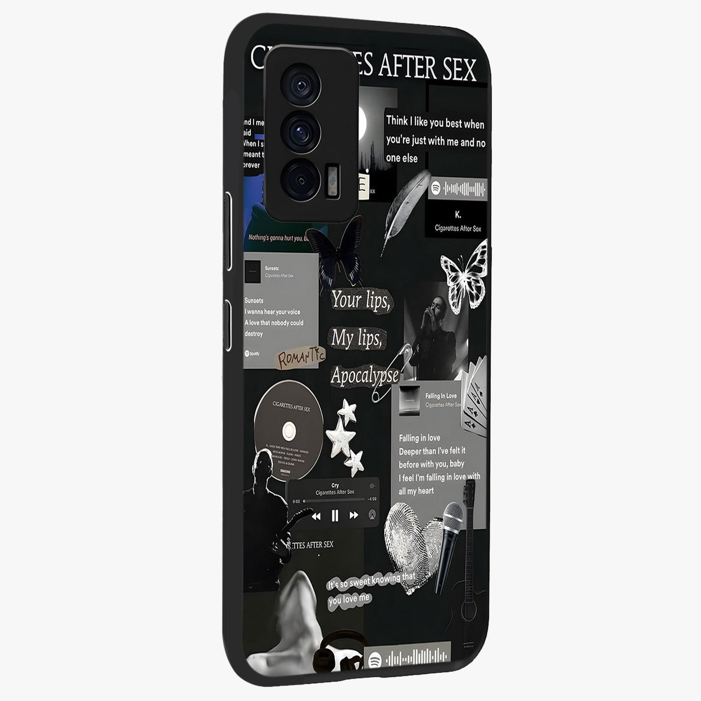 Midnight Love Echo Glass Case upright view showcasing expressive romantic artwork with dreamy midnight theme.