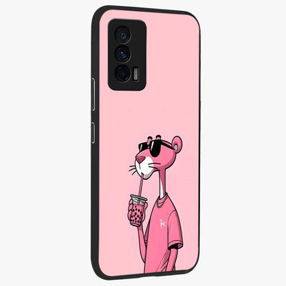 Pink Panther Glass Case upright view showcasing fun animated artwork with stylish retro cartoon theme.