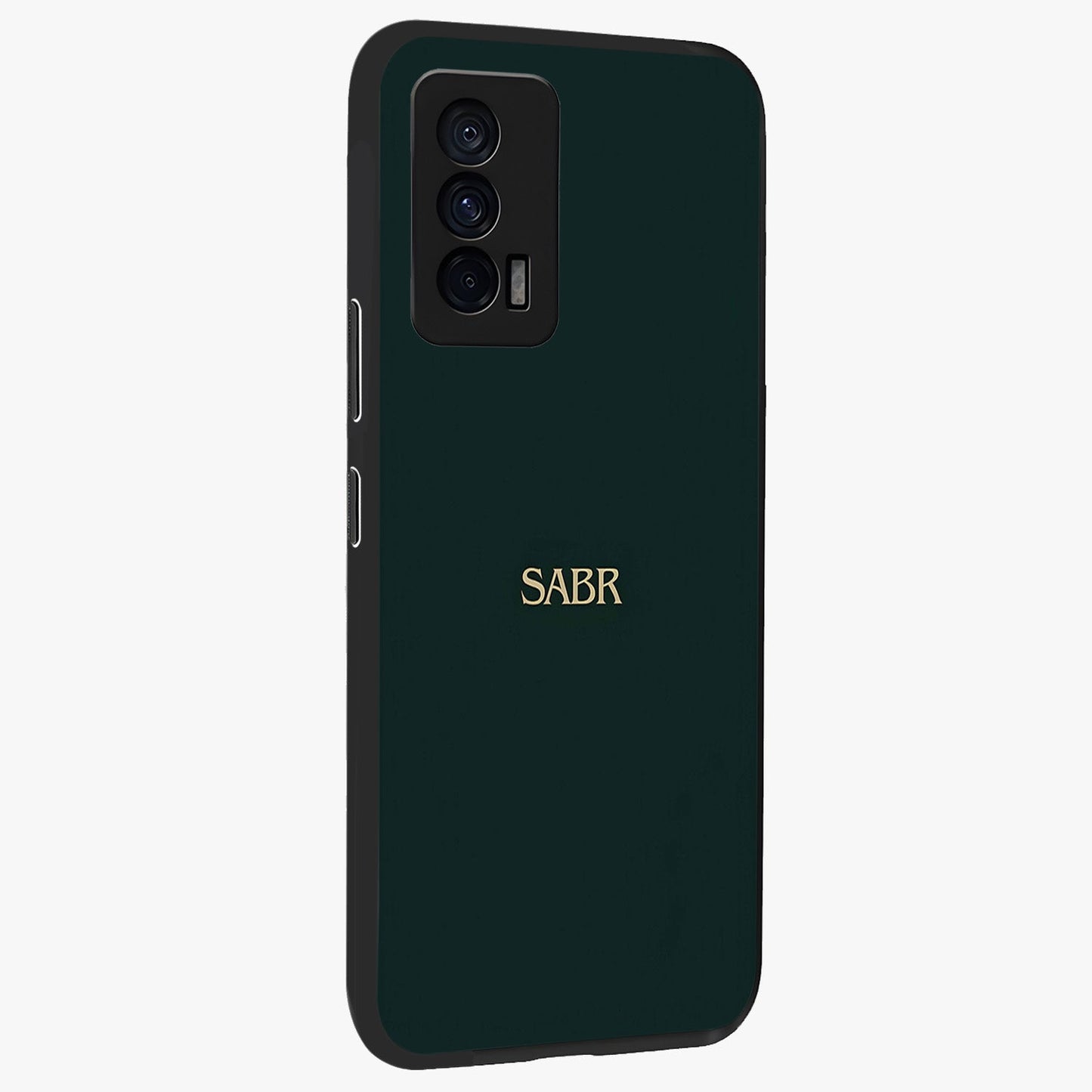 Sabr Minimal Patience Glass Case upright view showcasing calm minimalist artwork with motivational patience theme.