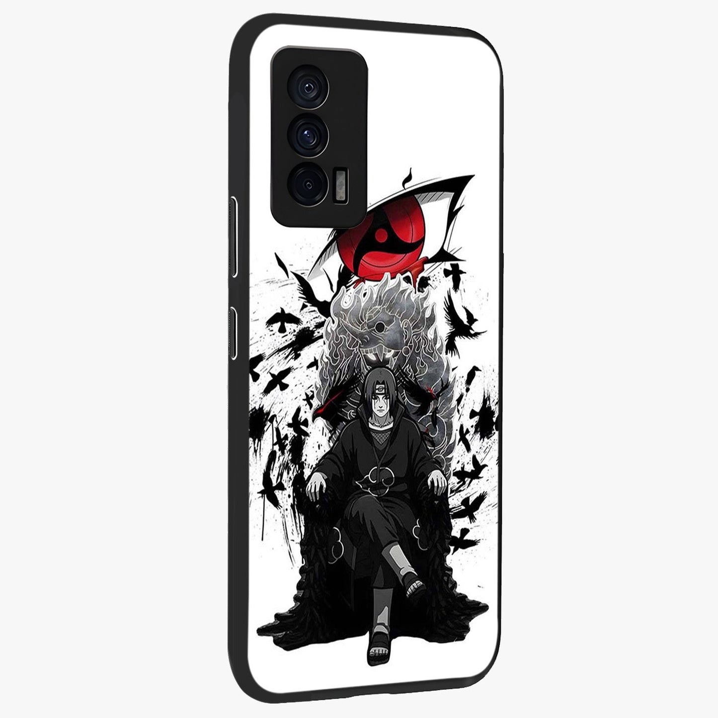 Uchiha Shadow Throne Glass Case upright view showcasing magical underwater galaxy artwork with vibrant cosmic theme.