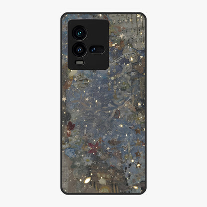 Aesthetic Astrolophia Glass Case showing flat back view with dreamy aesthetic design and glossy glass finish.