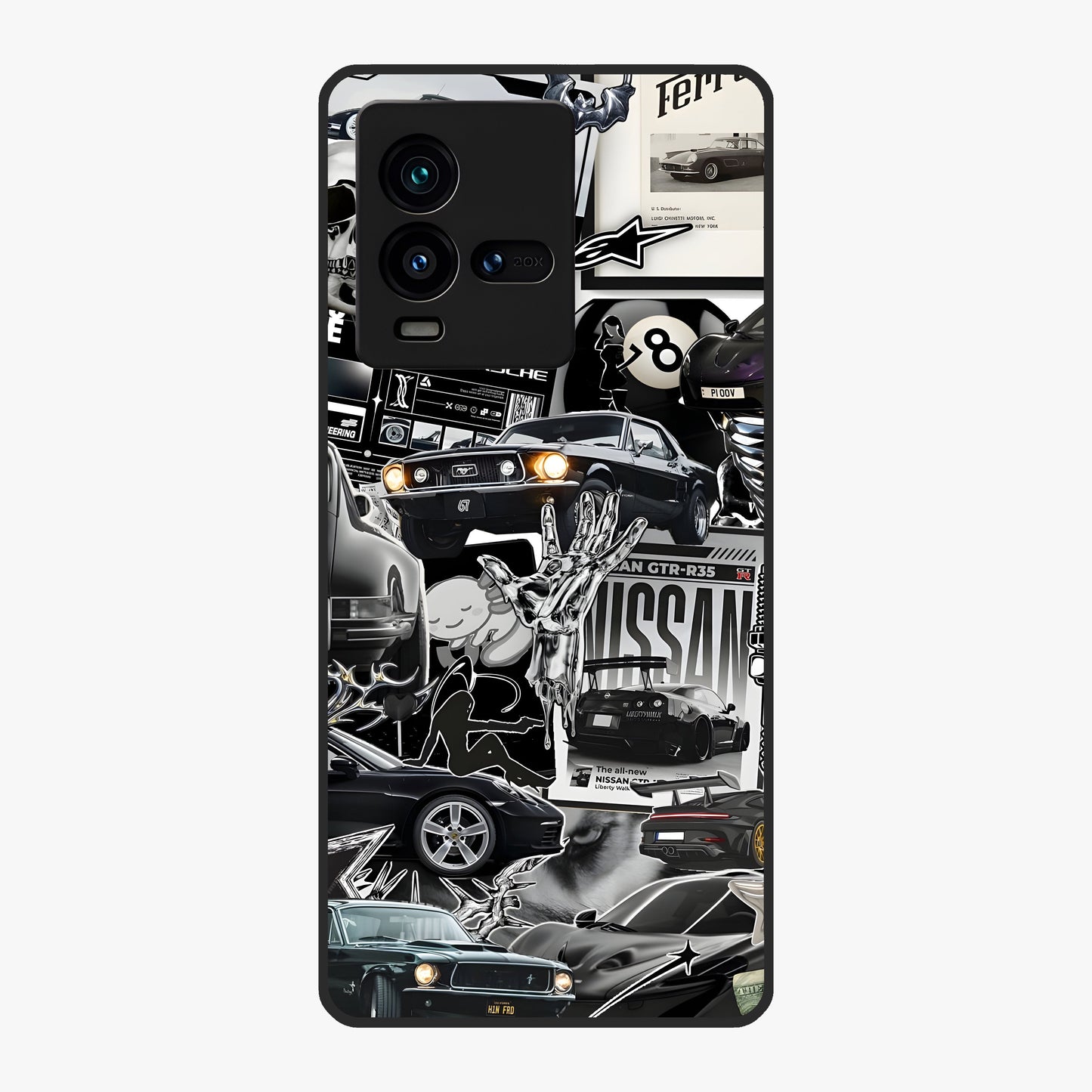 Aesthetic Dark Love Glass Case showing flat back view with dark romantic artwork and glossy glass finish.