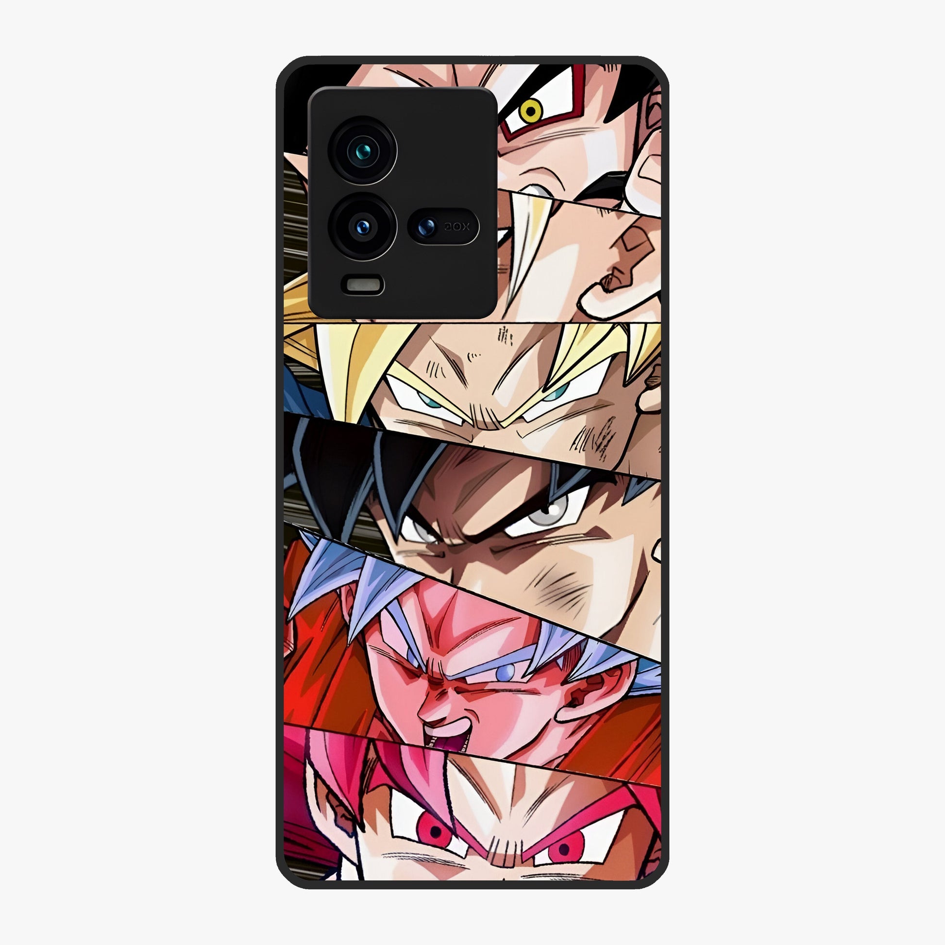 Anime Character Glass Case showing flat back view with vibrant anime artwork and glossy glass finish.