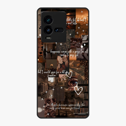 Bittersweet Aesthetic Chaos Glass Case showing flat back view with artistic chaotic aesthetic design and glossy glass finish.