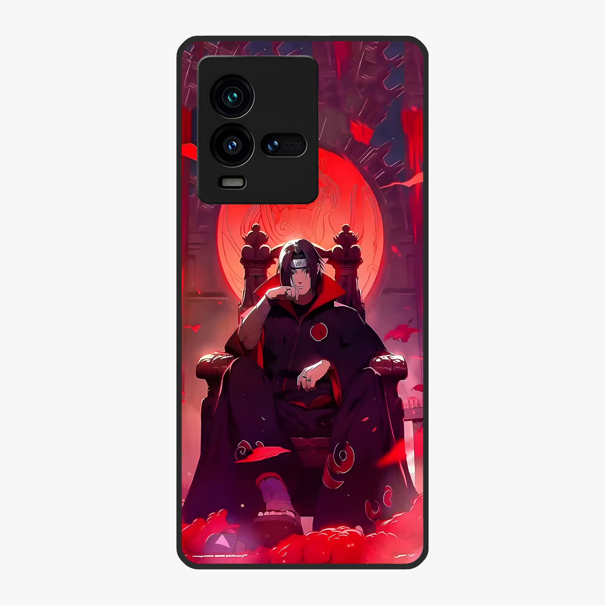 Blood Moon Sovereign Glass Case showing flat back view with mystical blood moon artwork and glossy glass finish.