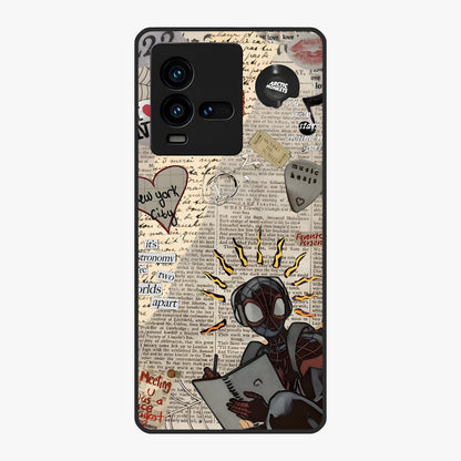 City Dream Sketch Glass Case showing flat back view with artistic city skyline sketch artwork and glossy glass finish.