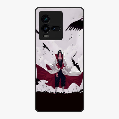 Crimson Crow Ascension Glass Case showing flat back view with mystical crow artwork and glossy glass finish.