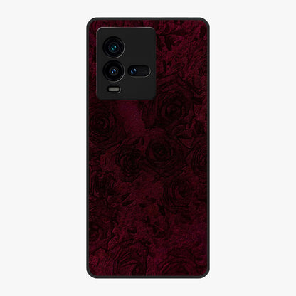 Crimson Fade Flow Glass Case showing flat back view with flowing crimson gradient artwork and glossy glass finish.