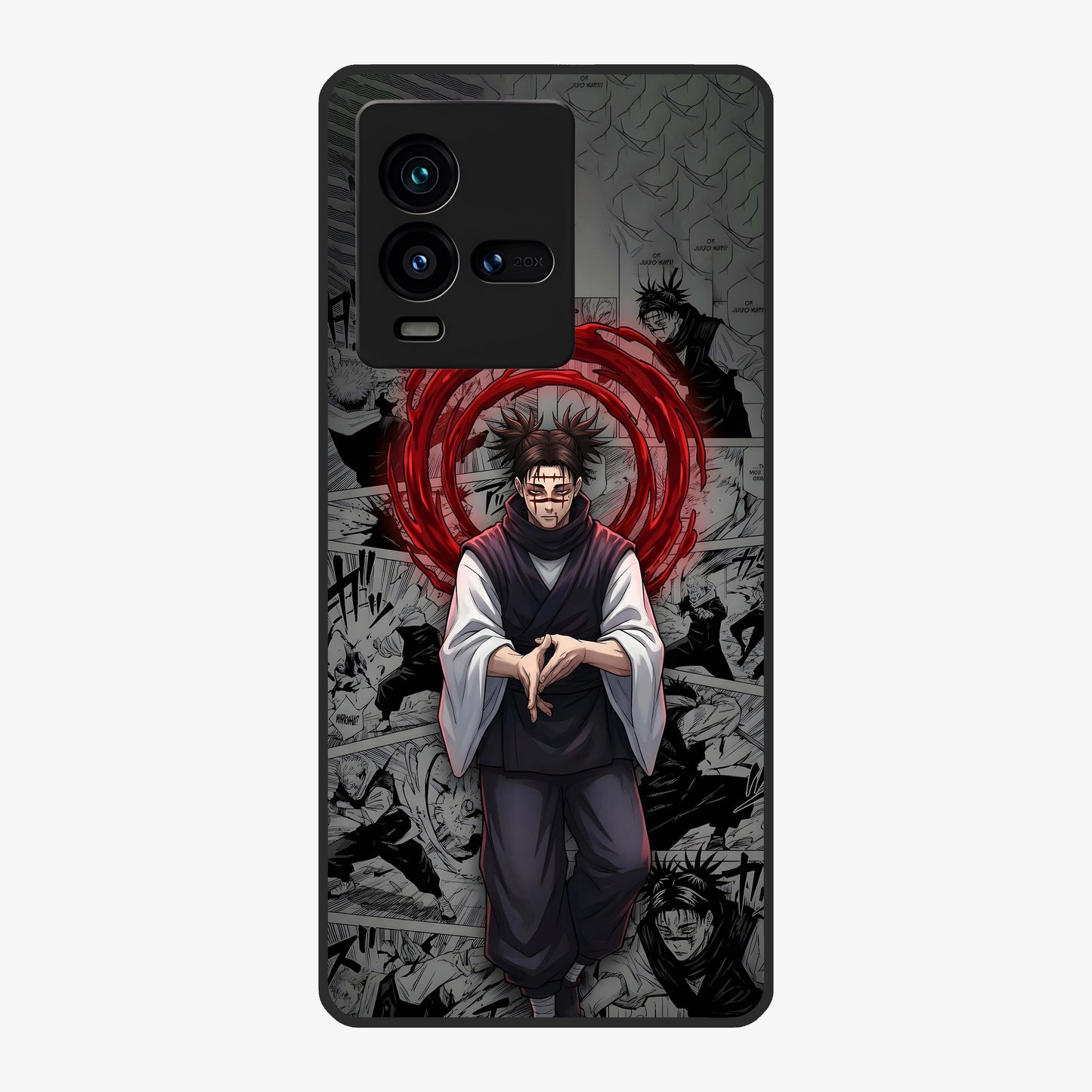Cursed Ritual Ascension Glass Case showing flat back view with dark ritual themed artwork and glossy glass finish.