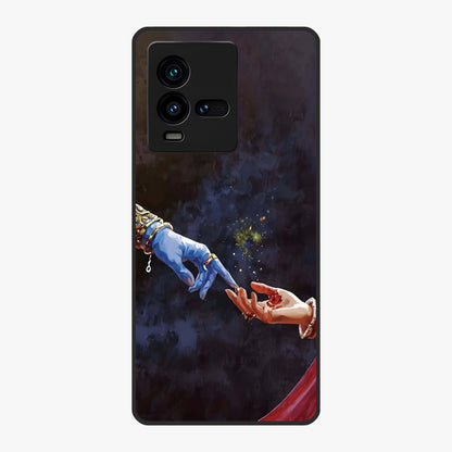 Divine Touch Eternal Glass Case showing flat back view with spiritual themed artwork and glossy glass finish.