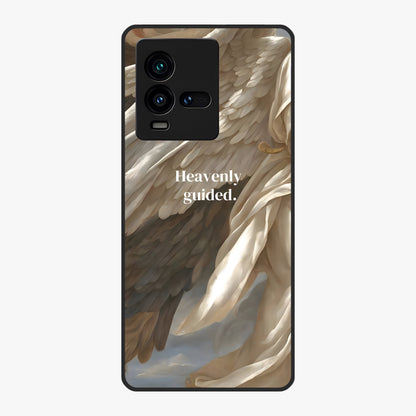 Divine Winged Grace Glass Case showing flat back view with elegant wing inspired artwork and glossy glass finish.