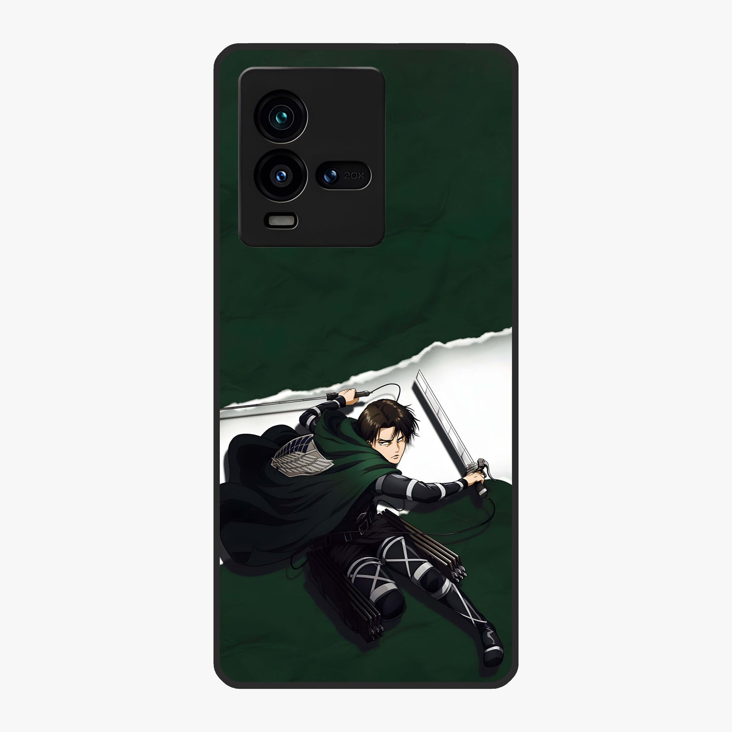 Emerald War Vanguard Glass Case showing flat back view with powerful warrior themed artwork and glossy glass finish.